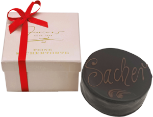 Gmeiners Sachertörtchen in der Präsentbox, Dekor: Sacher